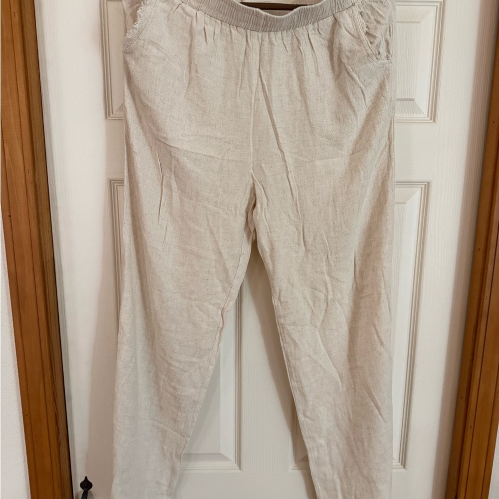 SHEIN - Casual Cream Linen Pants